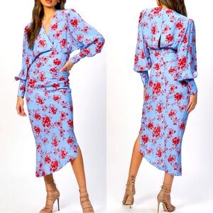 NEW Smythe Asymmetrical Dress Floral Wrap V-Neck Size 2 Size S